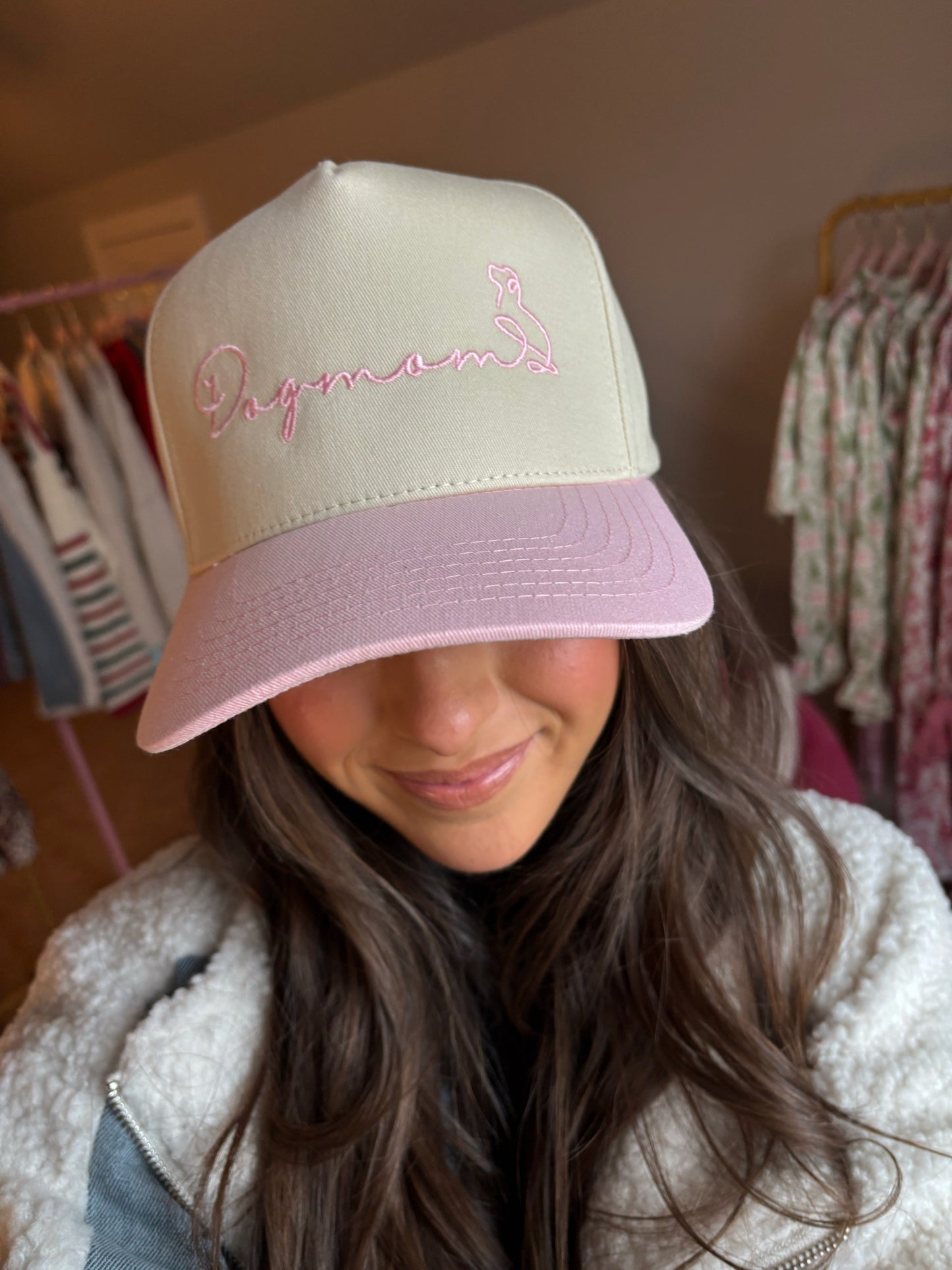 Pink dog mom hat
