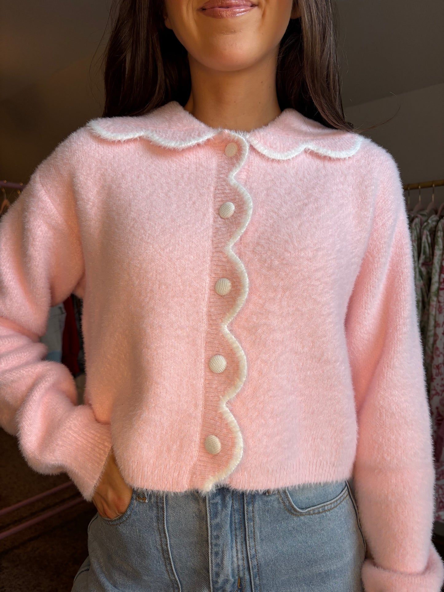 Pink scalloped sweater