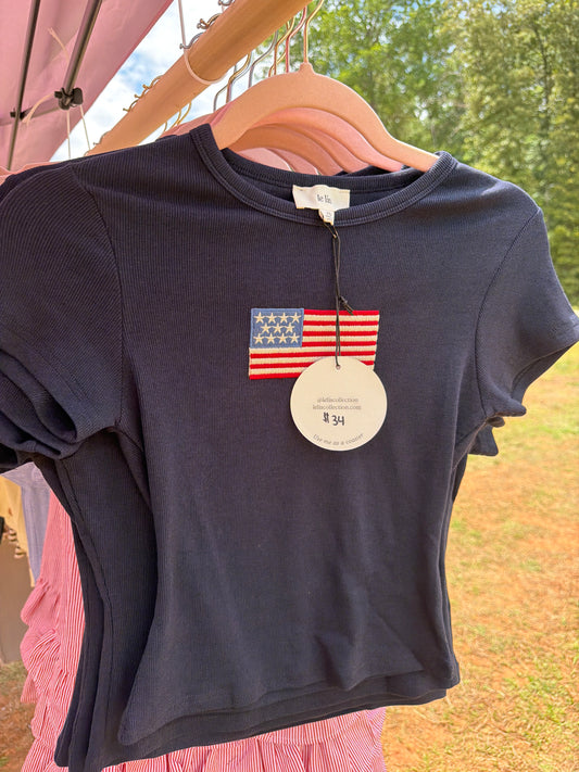 American flag baby tee