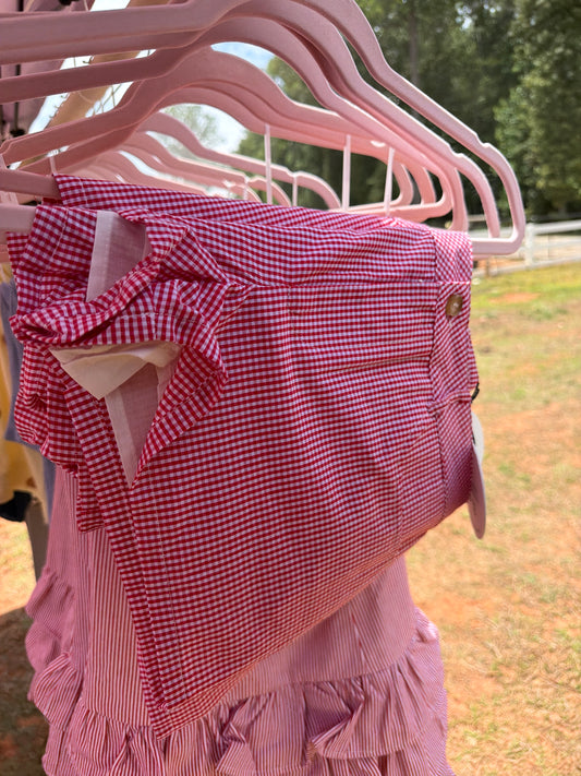 Red gingham shorts