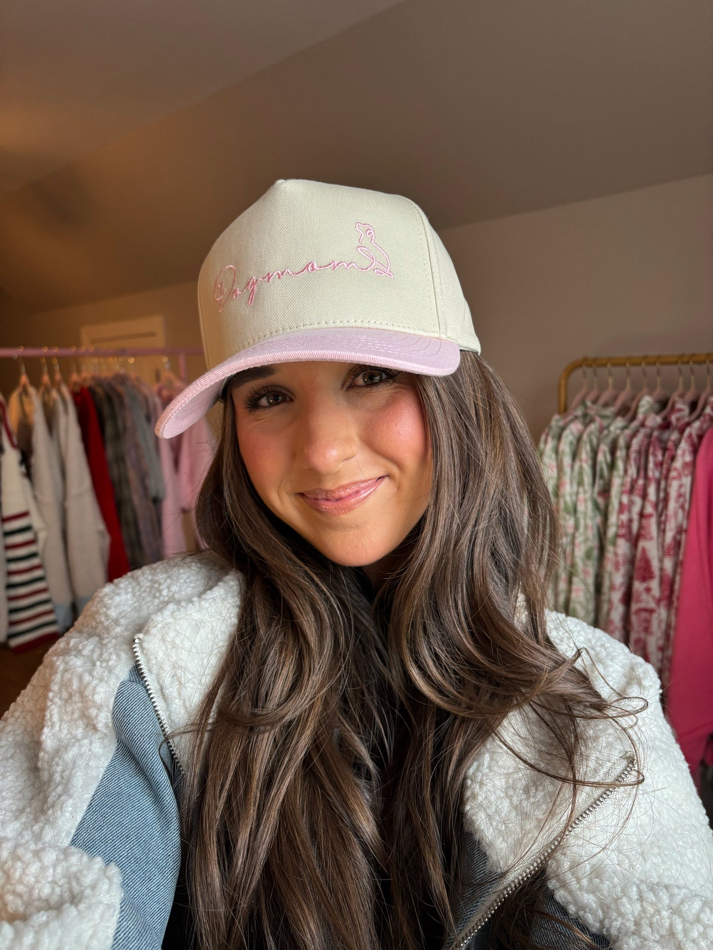 Pink dog mom hat